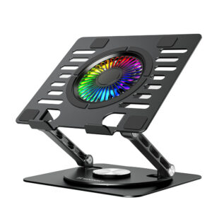 Wozinsky WDCX-X16-AS CoolBase RGB 360° nešiojamojo kompiuterio ir planšeto aušinimo stovas - juodas