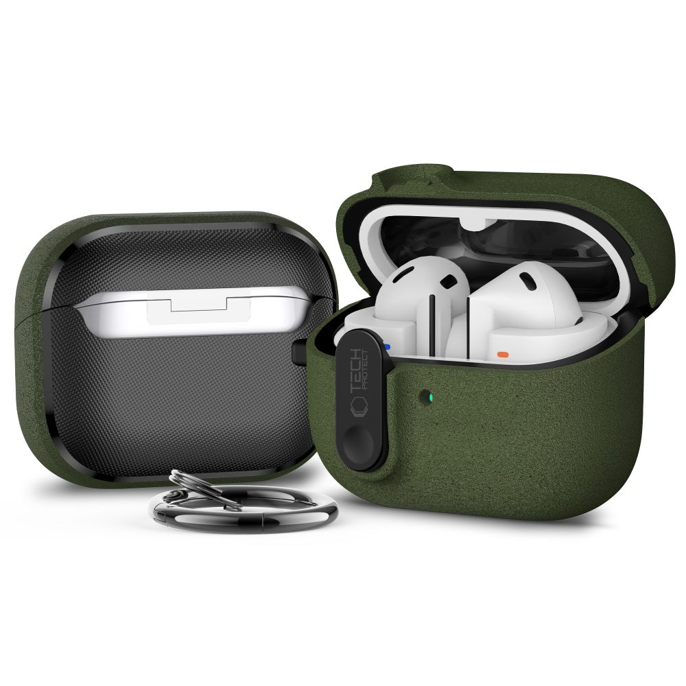 Dėklas Tech-Protect Slim Hook Samsung Galaxy Buds 3 / 3 FE / 3 Pro, alyvuogių žalias