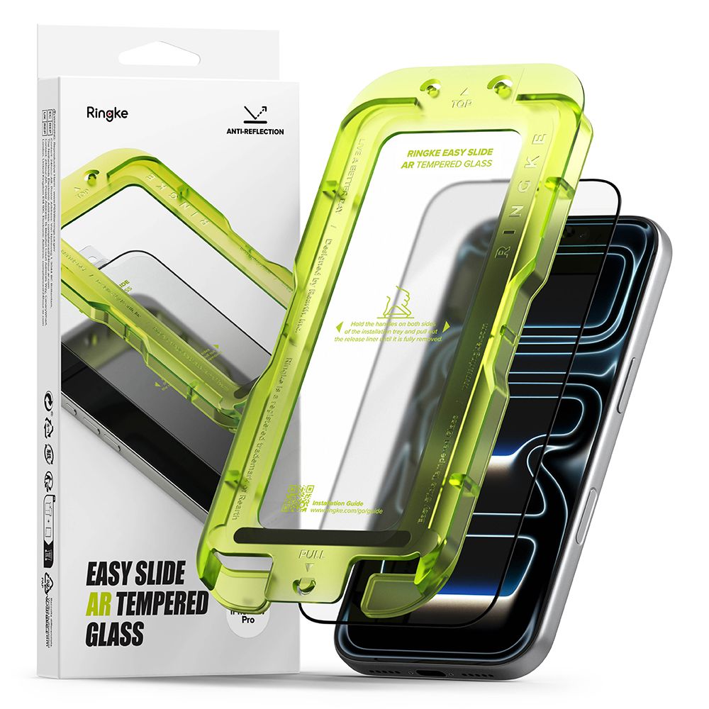 Apsauginis stiklas Ringke Easy Slide Anti Reflective iPhone 17 Pro, juodas