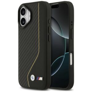 BMW M anglies linija ir logotipas MagSafe iPhone dėklas 17 - geltonas