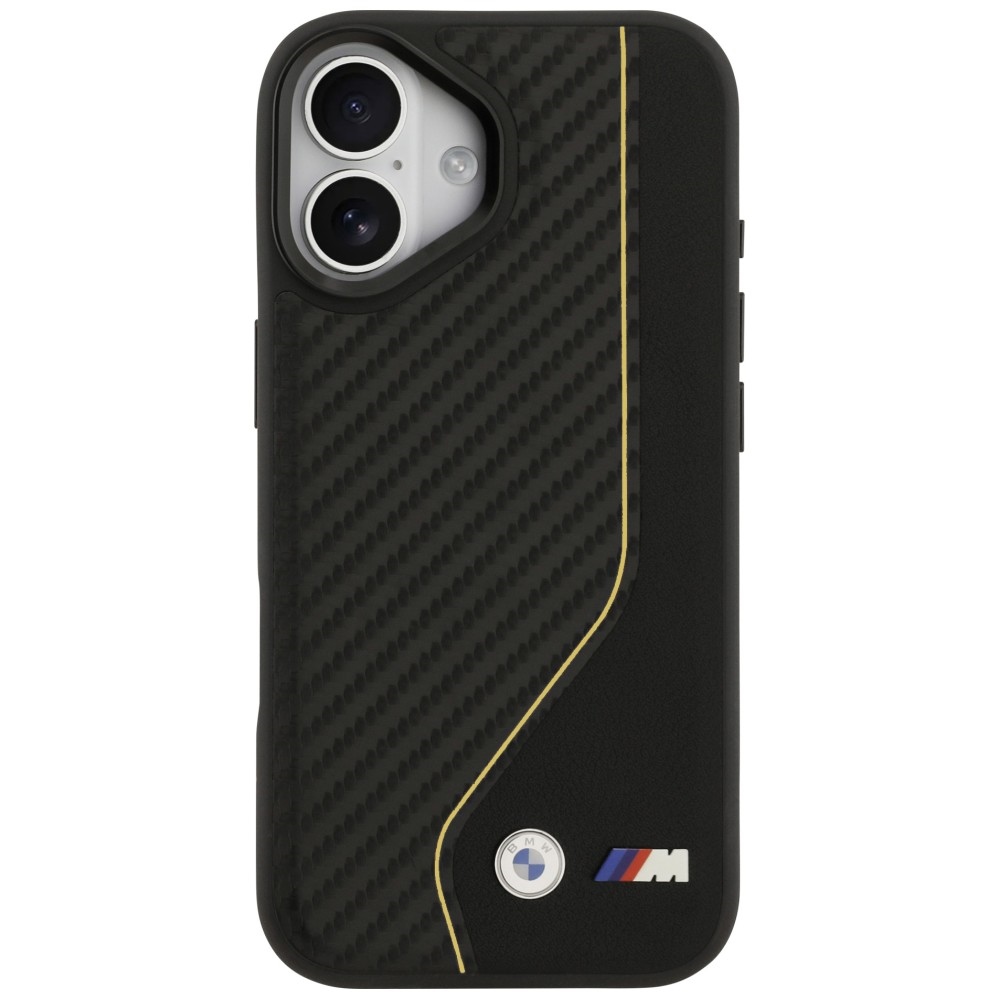 BMW M anglies linija ir logotipas MagSafe iPhone dėklas 17 - geltonas
