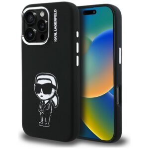 Karl Lagerfeld Silikoninis Karl Sketch MagSafe Dėklas, skirtas iPhone 16 Pro – juodas