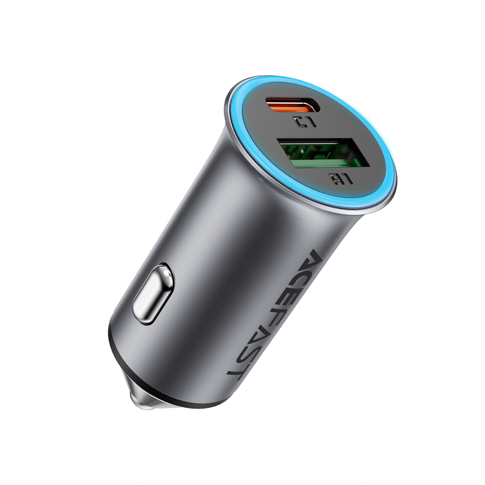 Acefast B16 95W USB-A + USB-C Automobilinis Įkroviklis - Pilkas