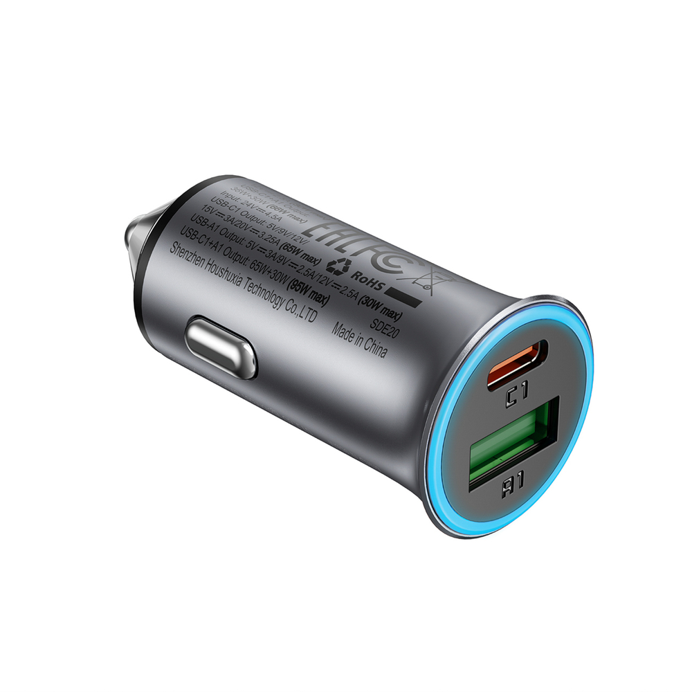 Acefast B16 95W USB-A + USB-C Automobilinis Įkroviklis - Pilkas