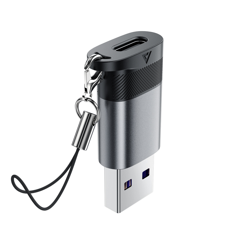 Acefast J8 USB-C - USB-A Adapteris - Pilka