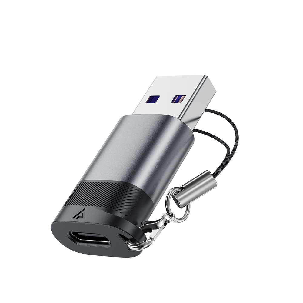 Acefast J8 USB-C - USB-A Adapteris - Pilka