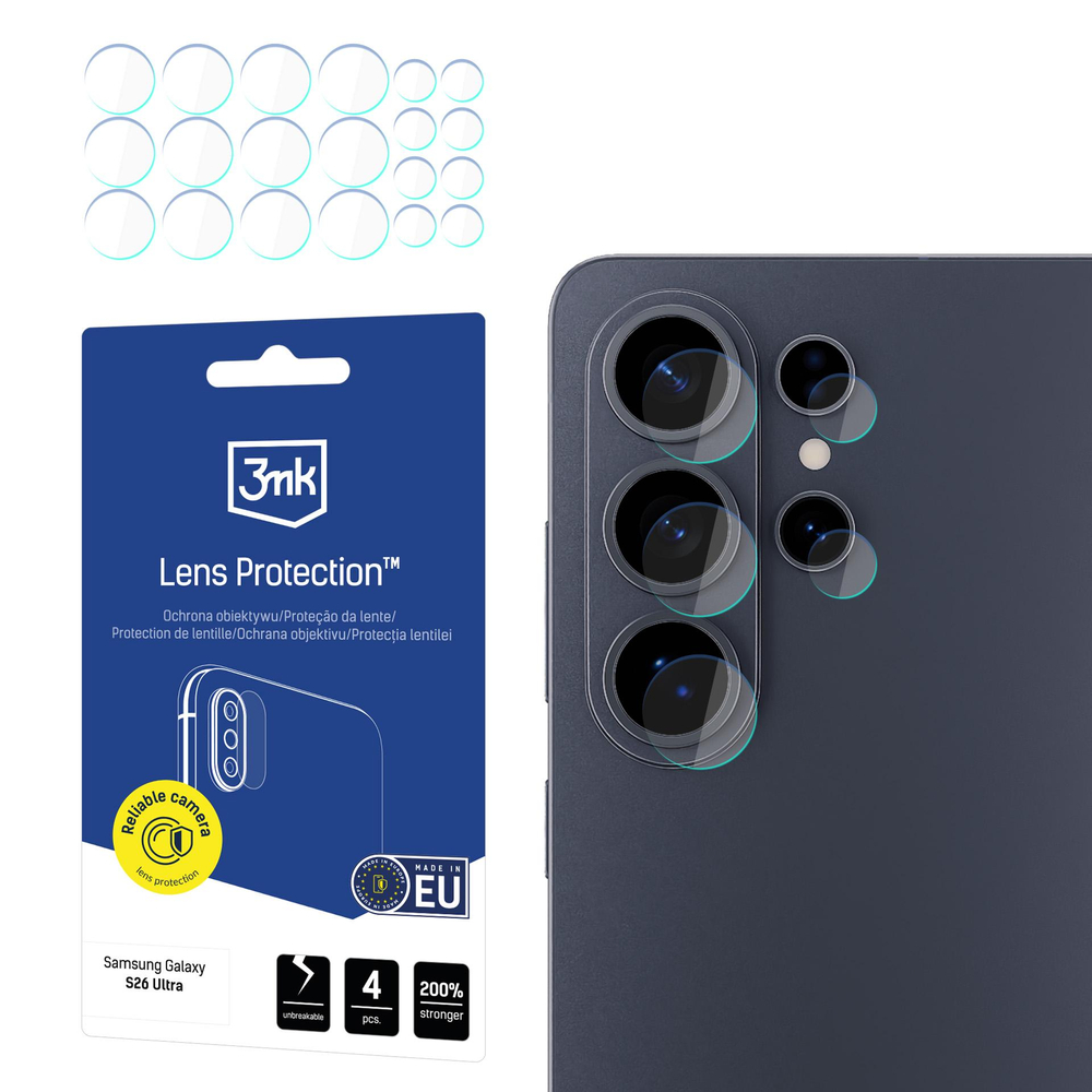 3mk Hibridinis objektyvo apsauginis stiklas, skirtas fotoaparato objektyvui ant Samsung Galaxy S26 Ultra