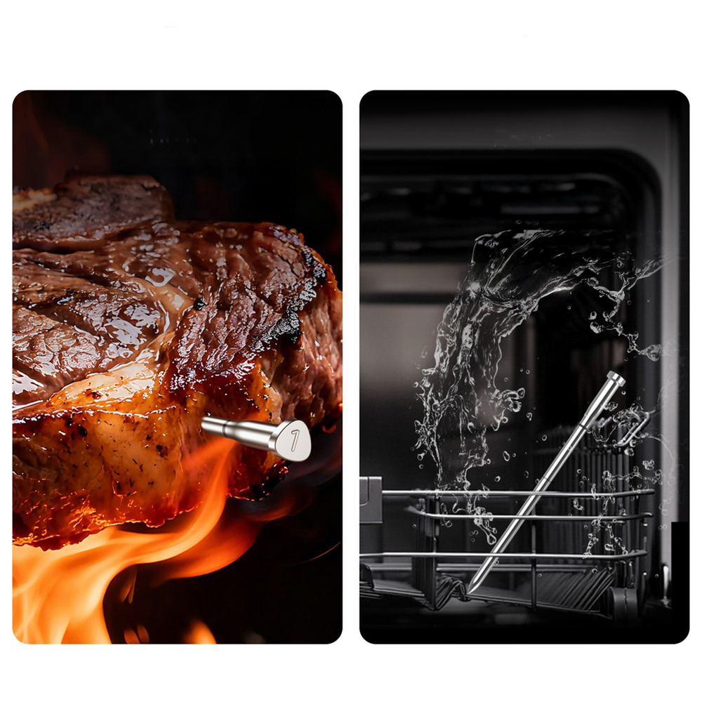 Meatmeet X Pro virtuvės termometras su Bluetooth/WiFi programa šildymui, orkaitei, rūkymo aparatui - juodas