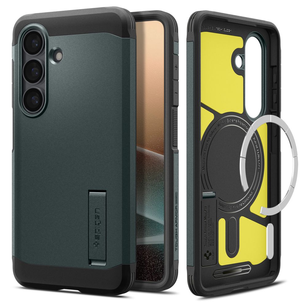 Dėklas Spigen Tough Armor Mag MagSafe Galaxy S26+ Plus, tamsiai žalias
