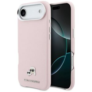 Karlas Lagerfeldas Karlas & Choupette galvos kaiščiai Saffiano MagSafe iPhone Air Case - Pink