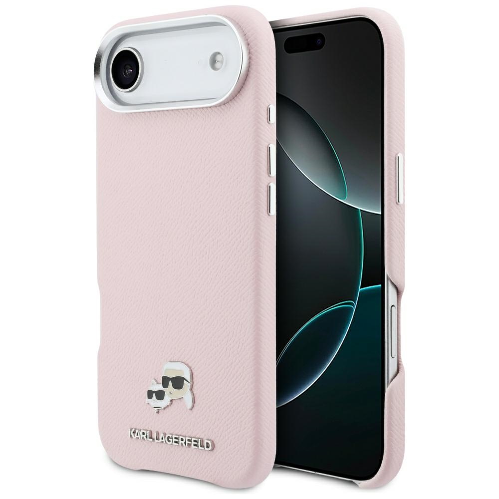 Karlas Lagerfeldas Karlas & Choupette galvos kaiščiai Saffiano MagSafe iPhone Air Case - Pink