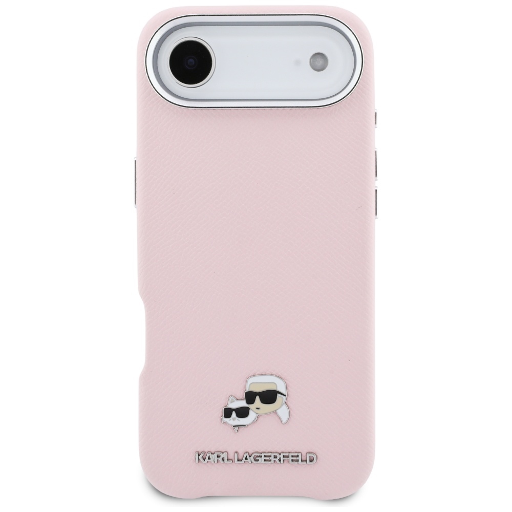 Karlas Lagerfeldas Karlas & Choupette galvos kaiščiai Saffiano MagSafe iPhone Air Case - Pink