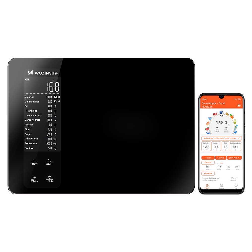 Wozinsky WIK-16 Išmani virtuvės svarstyklės su skaitmeninio ekranu, Bluetooth programa – Juodos