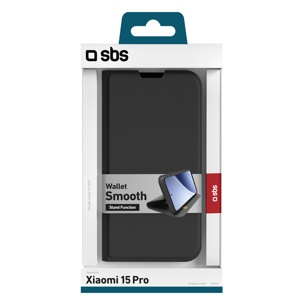 SBS Piniginės sklandus dėklas, skirtas Xiaomi 15 Pro su apverčiu – juodas