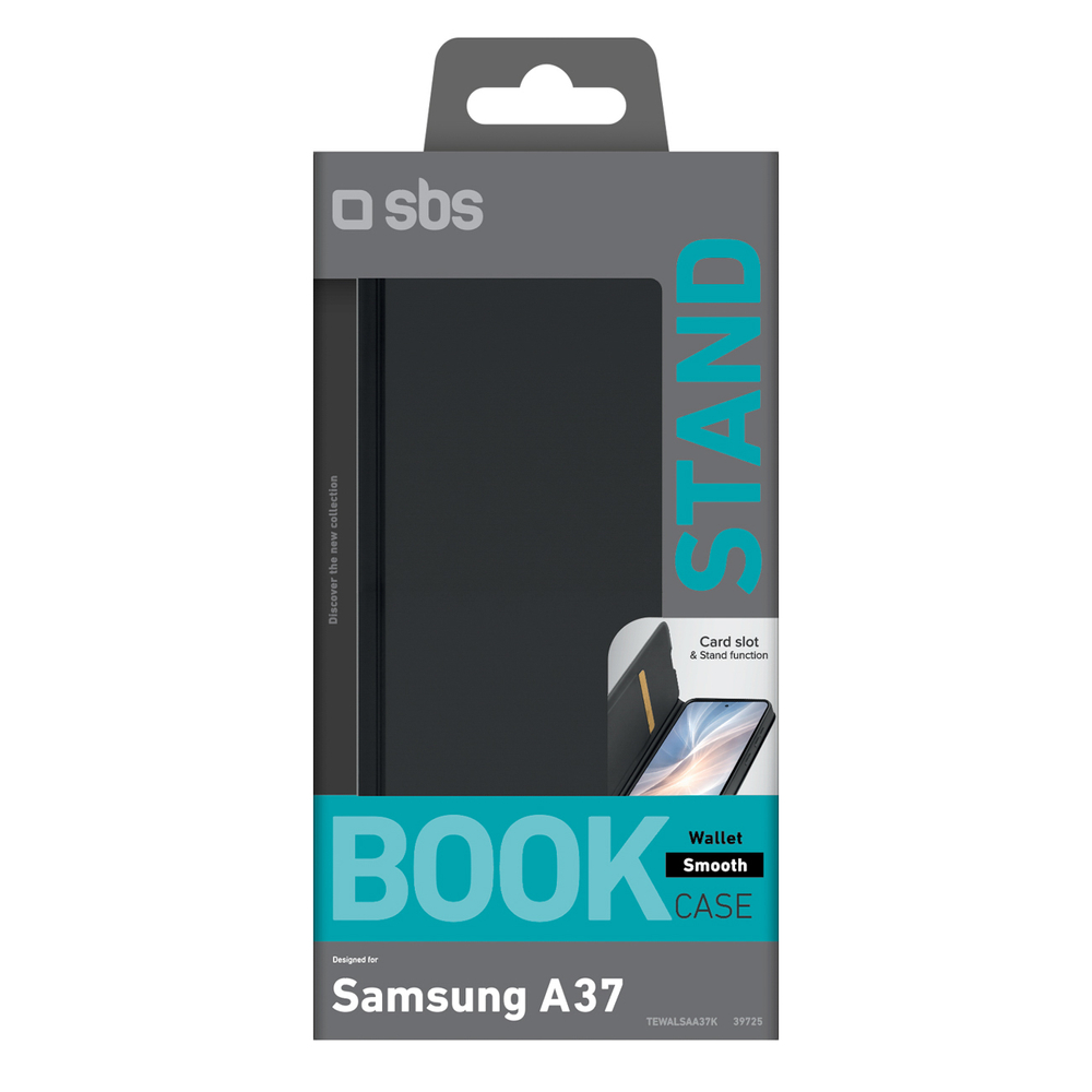 SBS Piniginės lygus dėklas, skirtas Samsung Galaxy A37 su atvartu – juodas