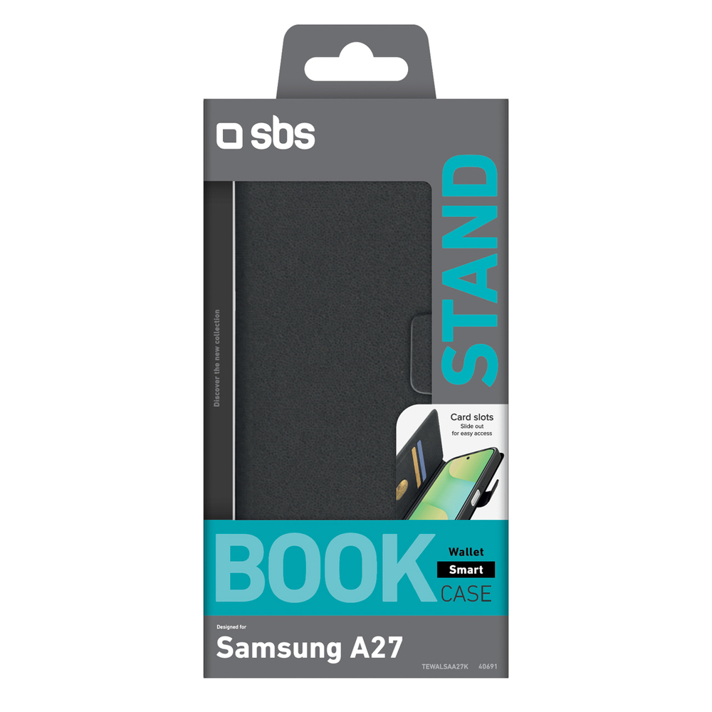 SBS Wallet Smooth dėklas Samsung Galaxy A27 su atverčiamu dangteliu - juodas