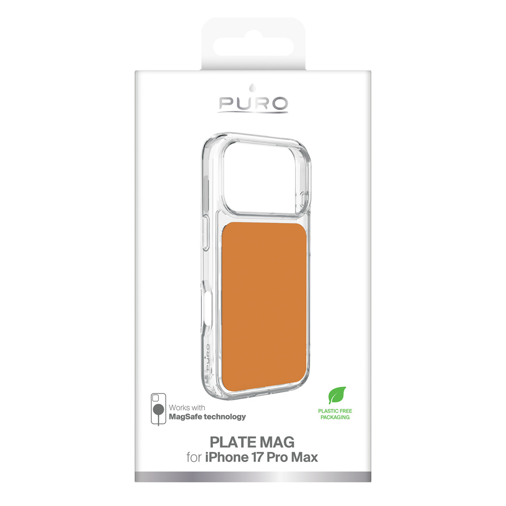 Puro Plate Mag dėklas, skirtas iPhone 17 Pro Max, suderinamas su MagSafe - oranžinis