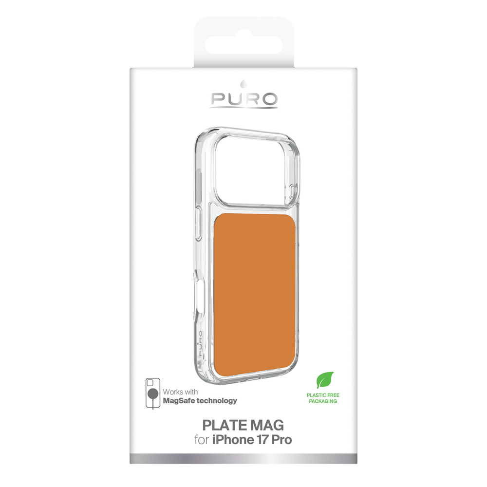 Puro Plate Mag dėklas iPhone 17 Pro, suderinamas su MagSafe - oranžinė