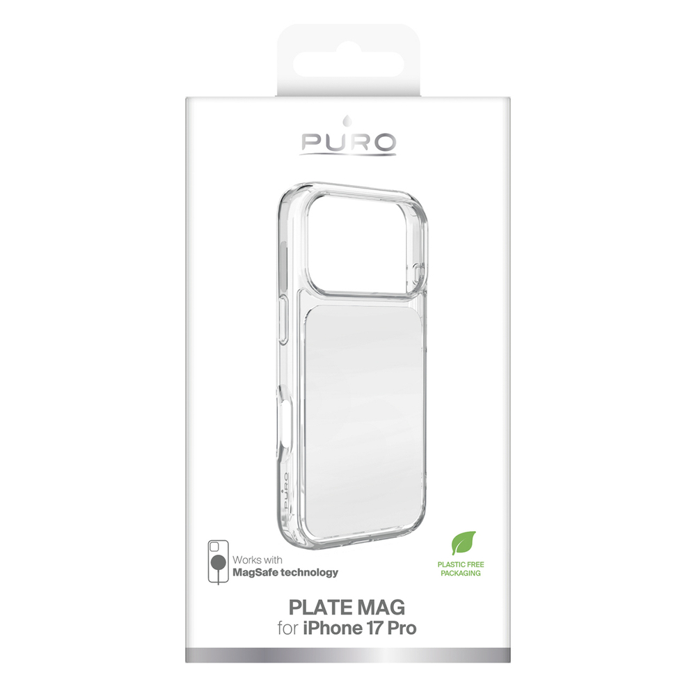 Puro Plate Mag dėklas, skirtas iPhone 17 Pro, suderinamas su MagSafe - baltas