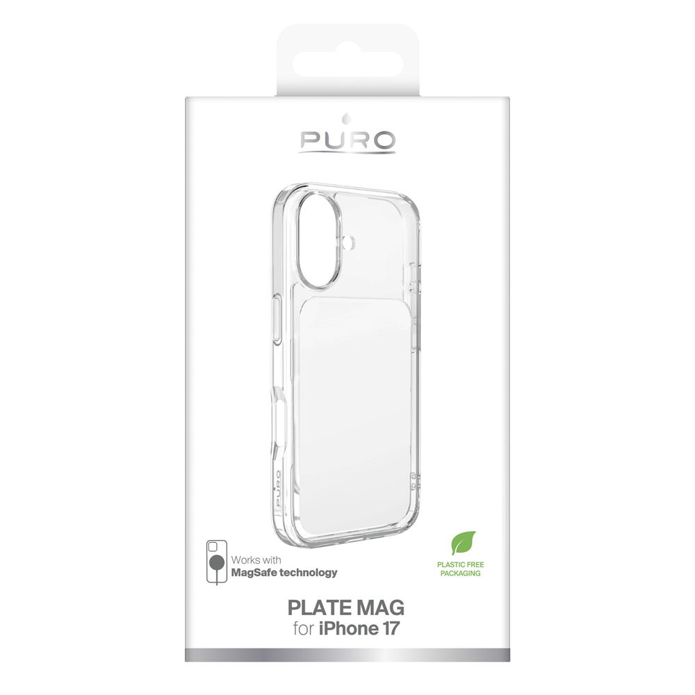 Puro Plate Mag dėklas iPhone 17, suderinamas su MagSafe - baltas