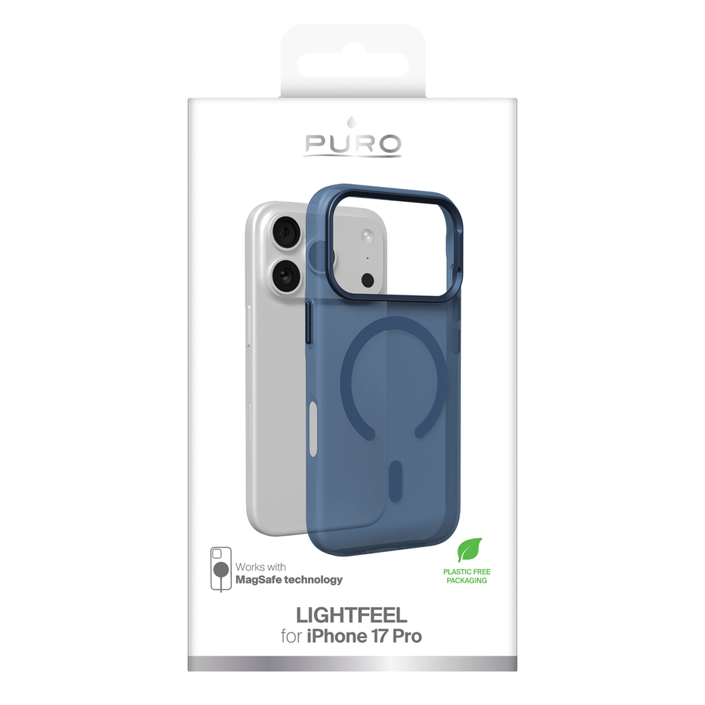 Puro Lightfeel dėklas iPhone 17 Pro, suderinamas su MagSafe - skaidrus mėlynas