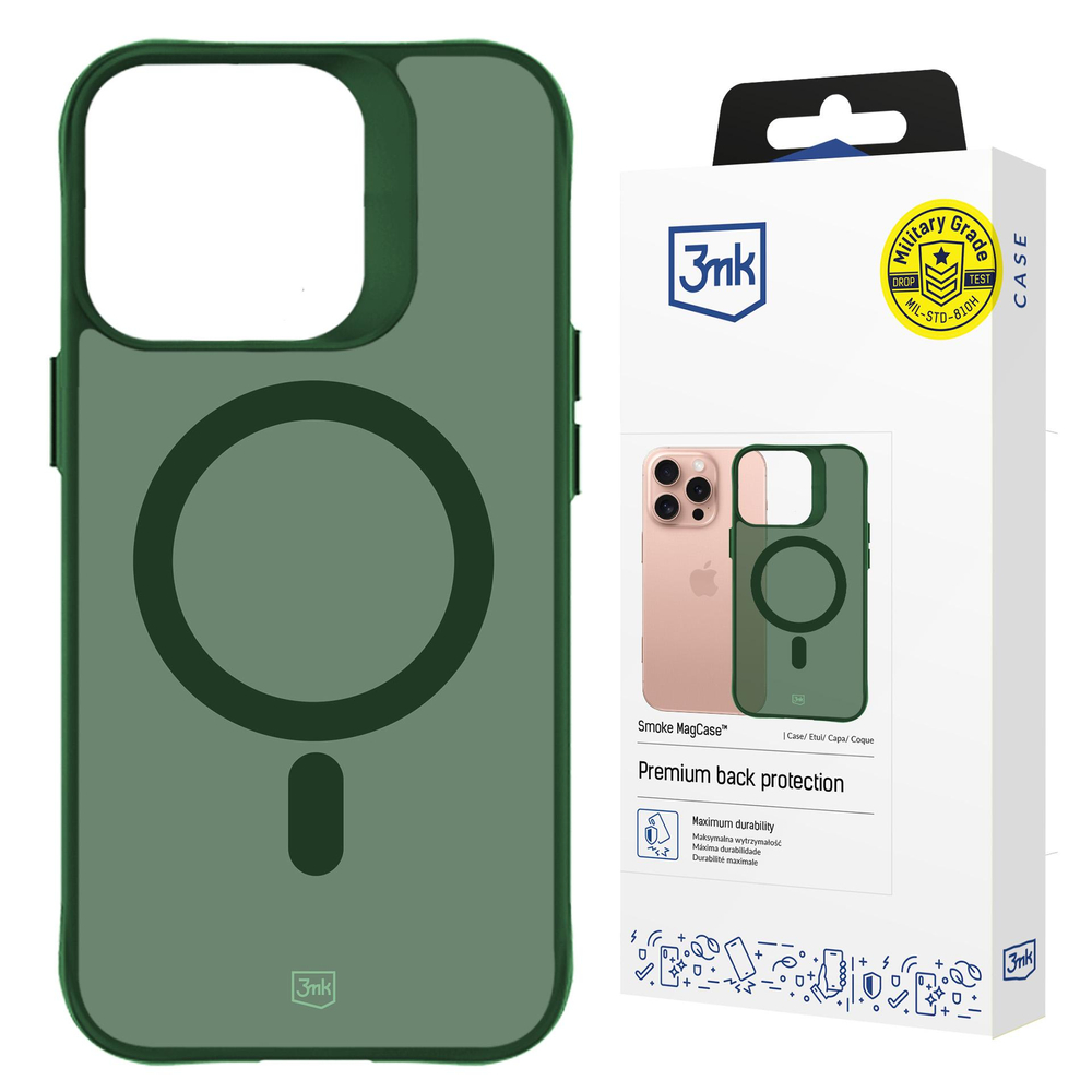 3mk Smoke MagCase, skirtas iPhone 16 Pro Max – žaliai permatomas