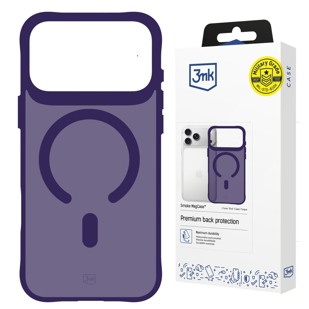 3mk Smoke MagCase dėklas, skirtas iPhone 17 Pro – purpurinis permatomas