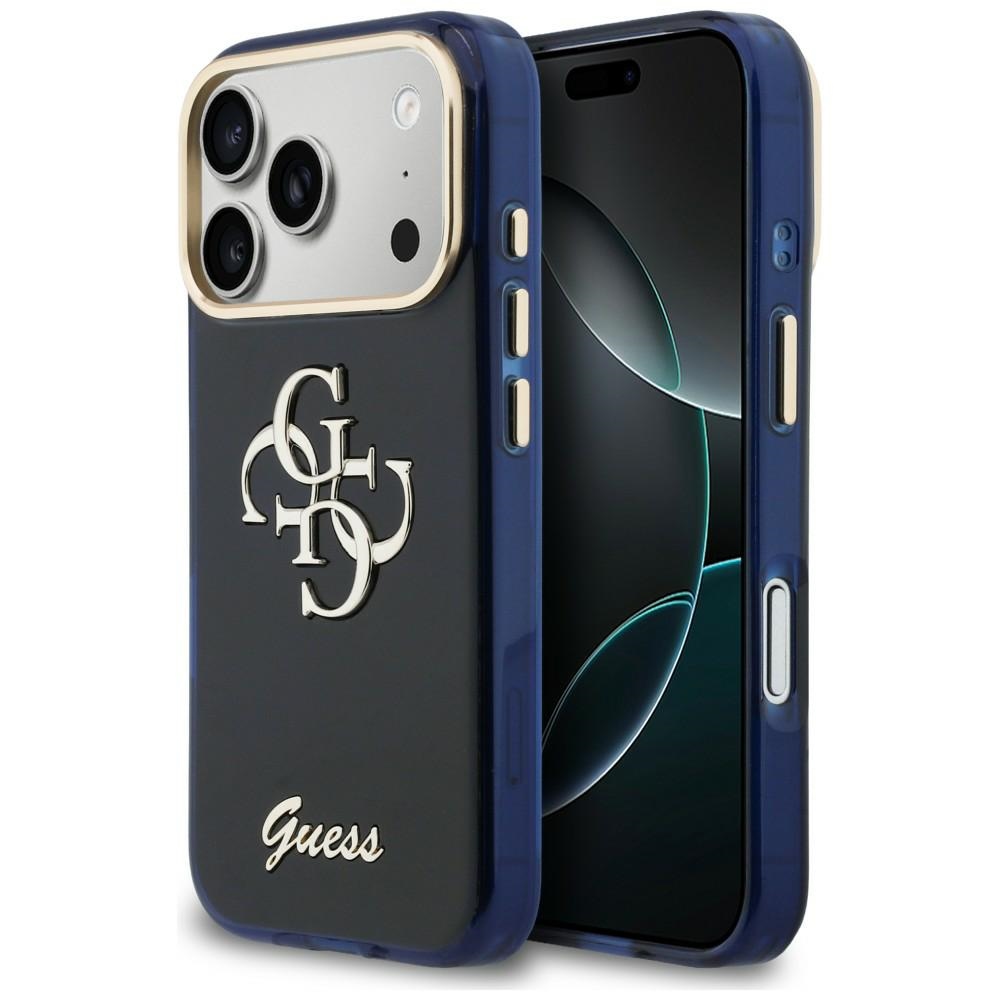 Guess IML 4G Script Metalinis dėklas, skirtas iPhone 17 Pro Max - blue