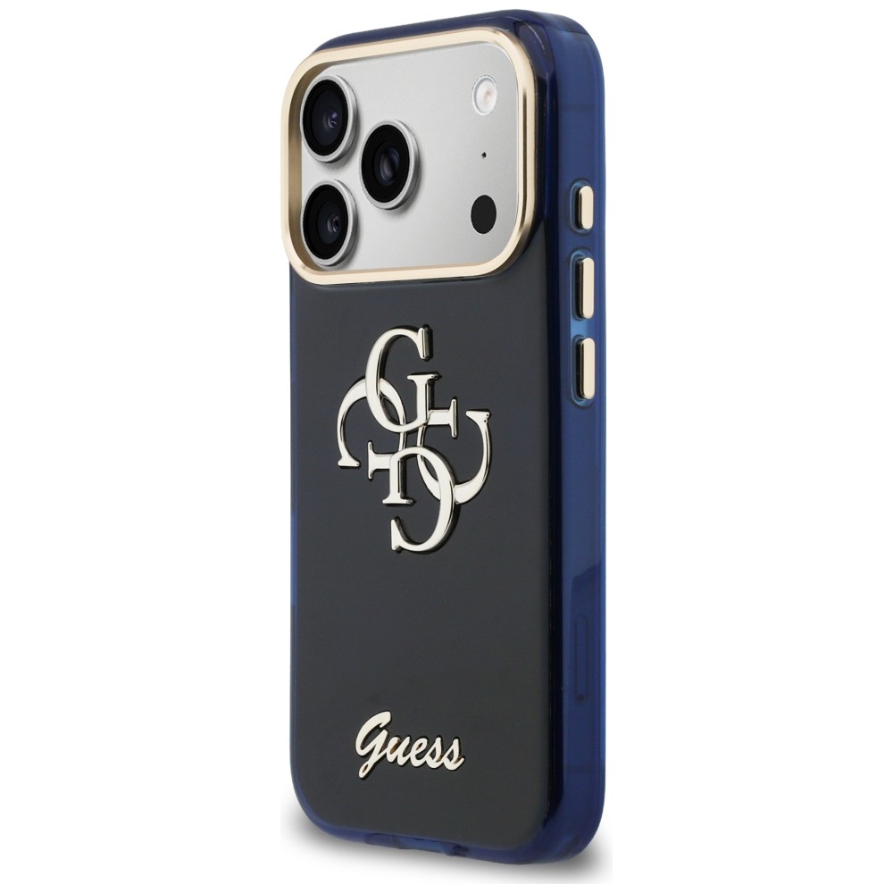 Guess IML 4G Script Metalinis dėklas, skirtas iPhone 17 Pro Max - blue