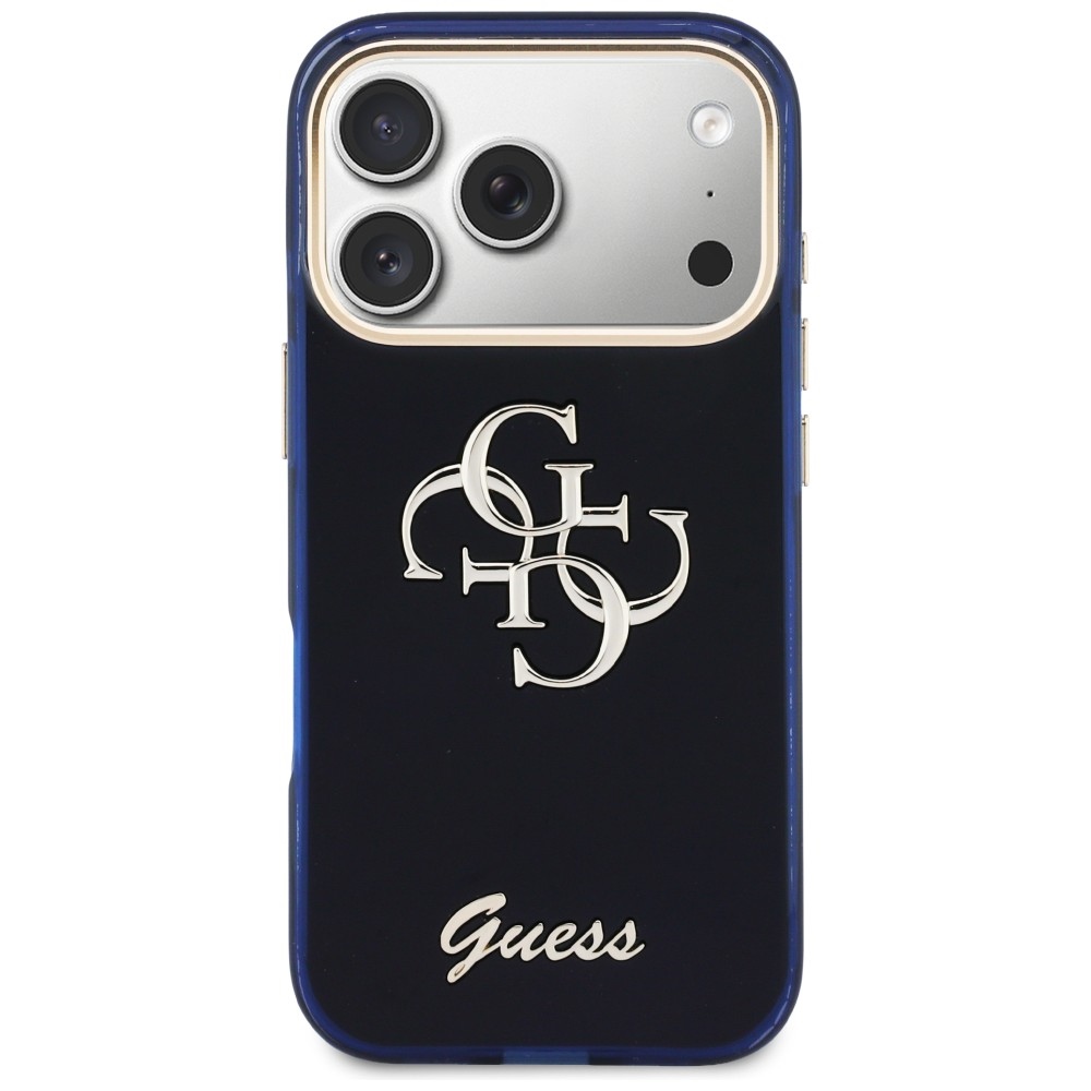 Guess IML 4G Script Metalinis dėklas, skirtas iPhone 17 Pro Max - blue