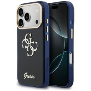 Guess IML 4G Script metalinis dėklas, skirtas iPhone 17 Pro - Blue