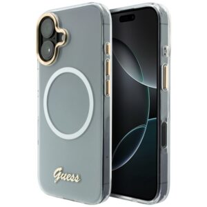 Guess IML Gradient Script Metal MagSafe Dėklas, skirtas iPhone 17 - White