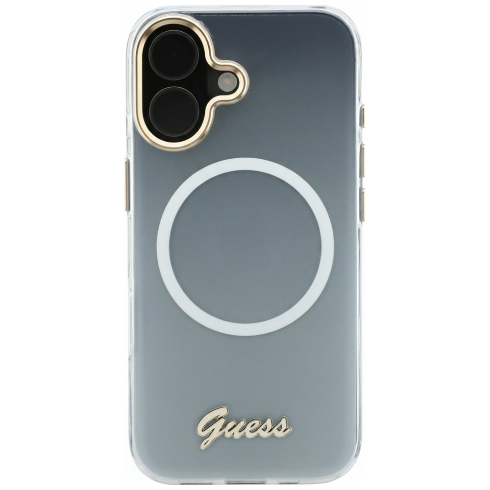 Guess IML Gradient Script Metal MagSafe Dėklas, skirtas iPhone 17 - White