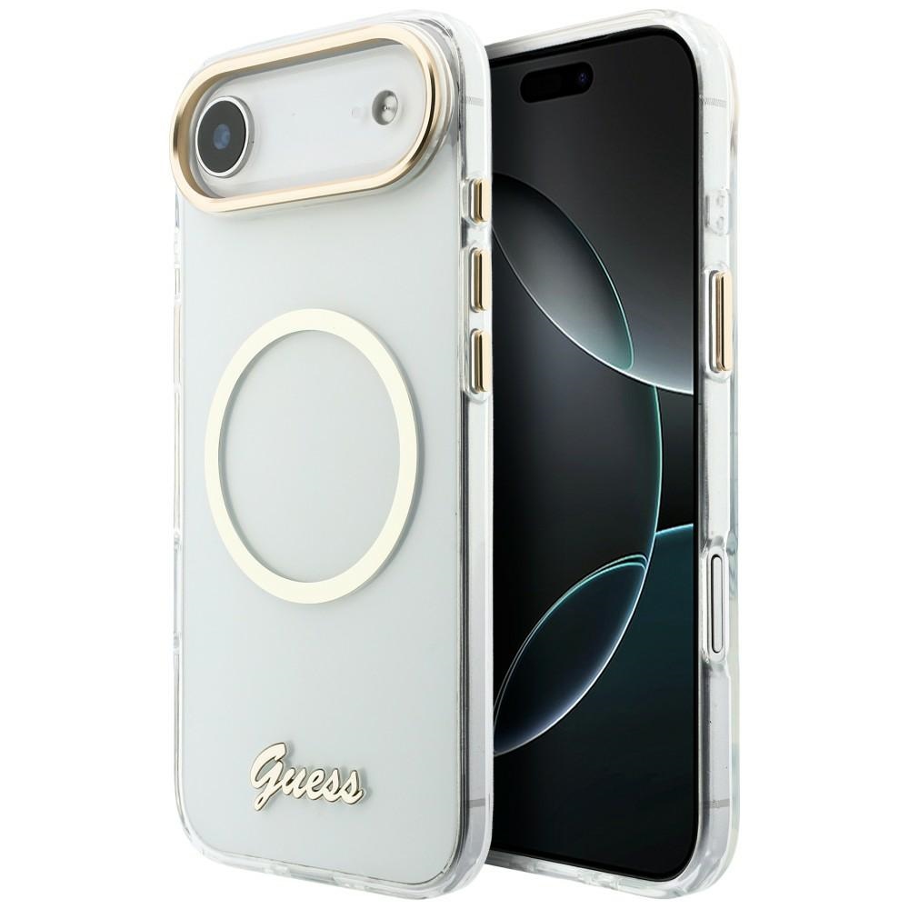 Guess IML Script metalinis MagSafe iPhone Air dėklas – skaidrus