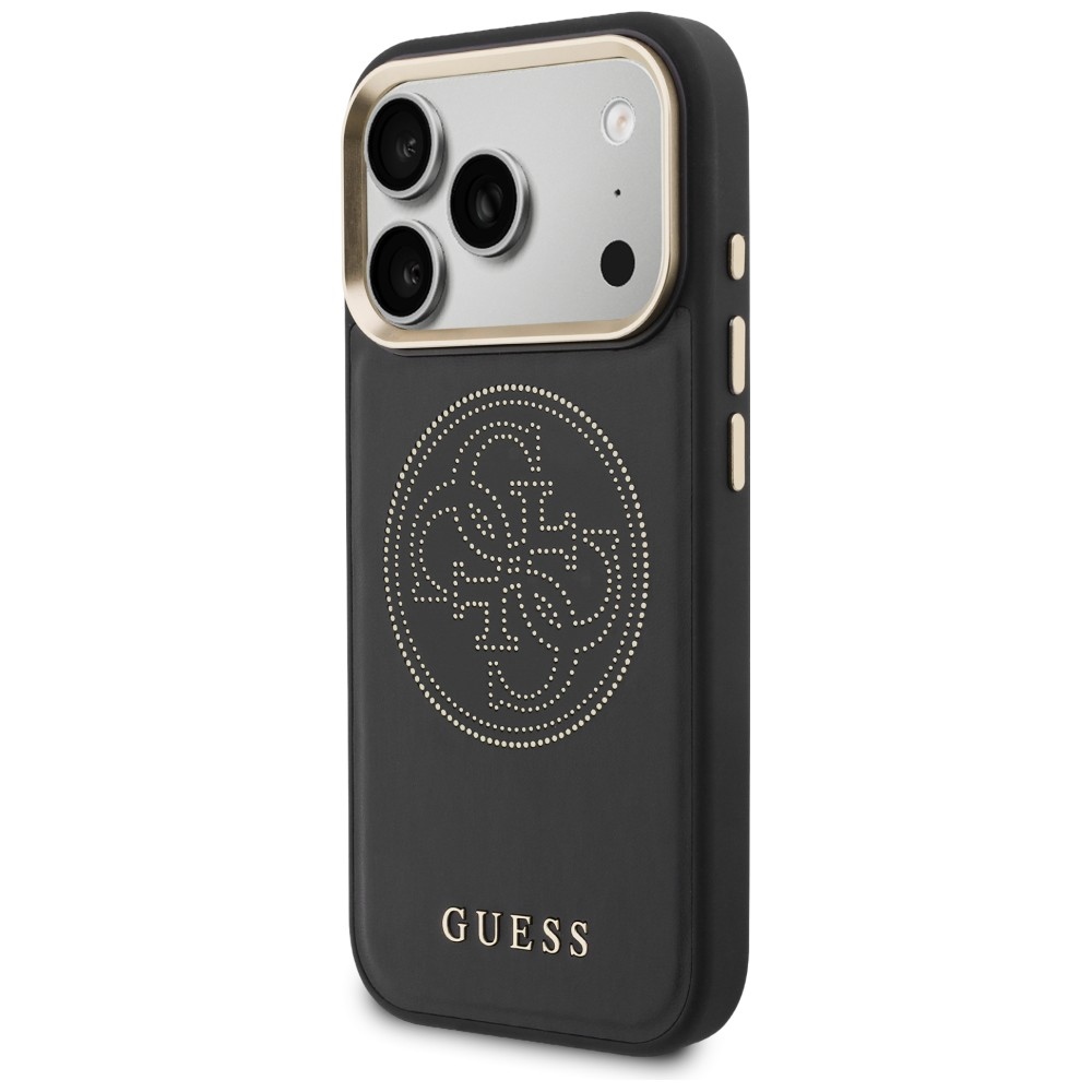 Guess Perforuotas 4G MagSafe dėklas, skirtas iPhone 17 Pro - black