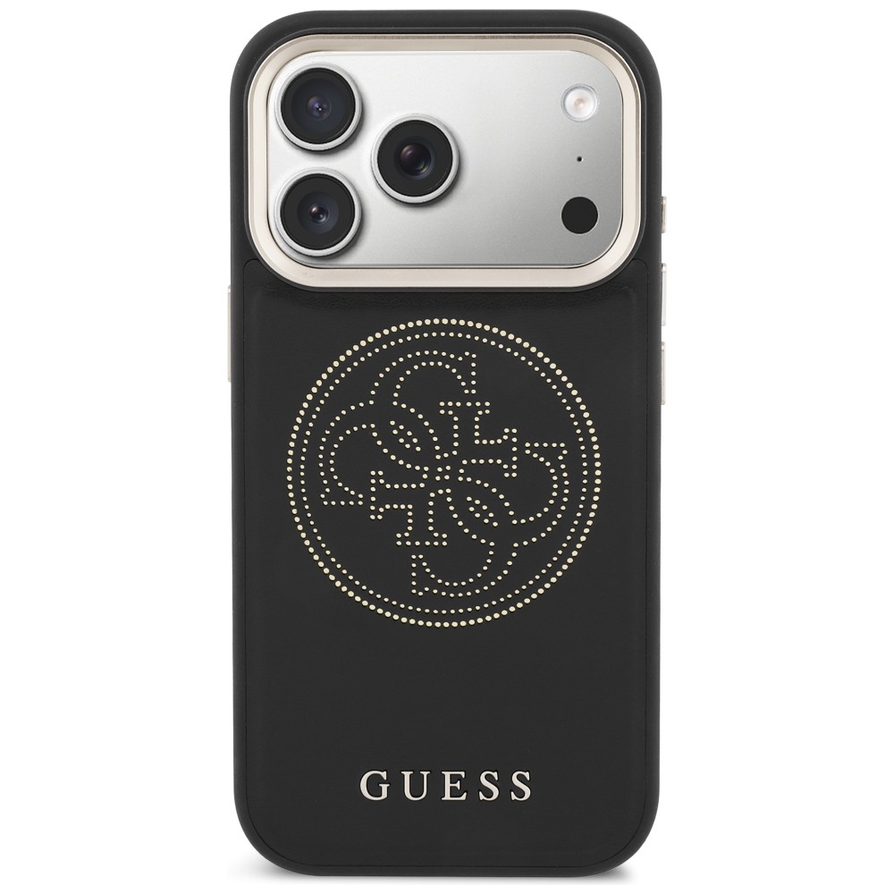 Guess Perforuotas 4G MagSafe dėklas, skirtas iPhone 17 Pro - black