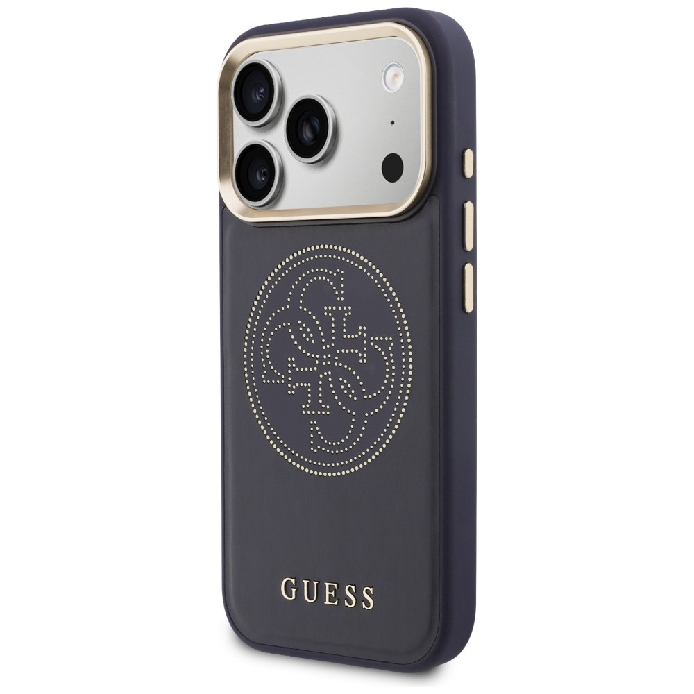 Guess Perforuotas 4G MagSafe dėklas, skirtas iPhone 17 Pro - blue
