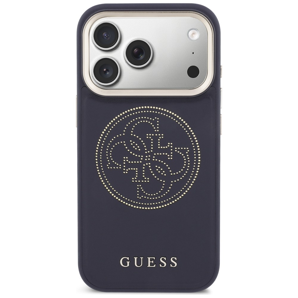 Guess Perforuotas 4G MagSafe dėklas, skirtas iPhone 17 Pro - blue