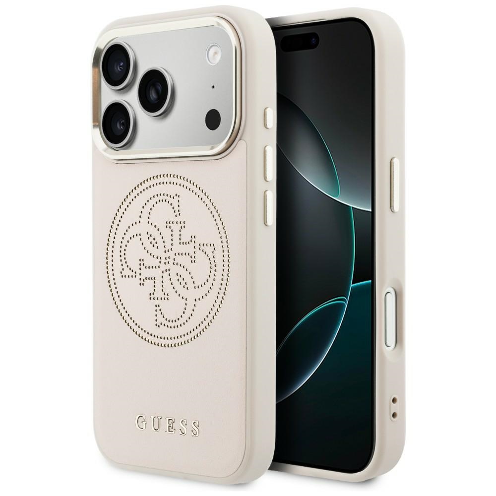Guess Perforuotas 4G MagSafe Dėklas, skirtas iPhone 17 Pro - rožinis