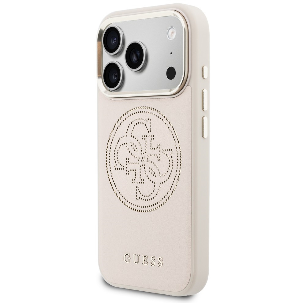 Guess Perforuotas 4G MagSafe Dėklas, skirtas iPhone 17 Pro - rožinis