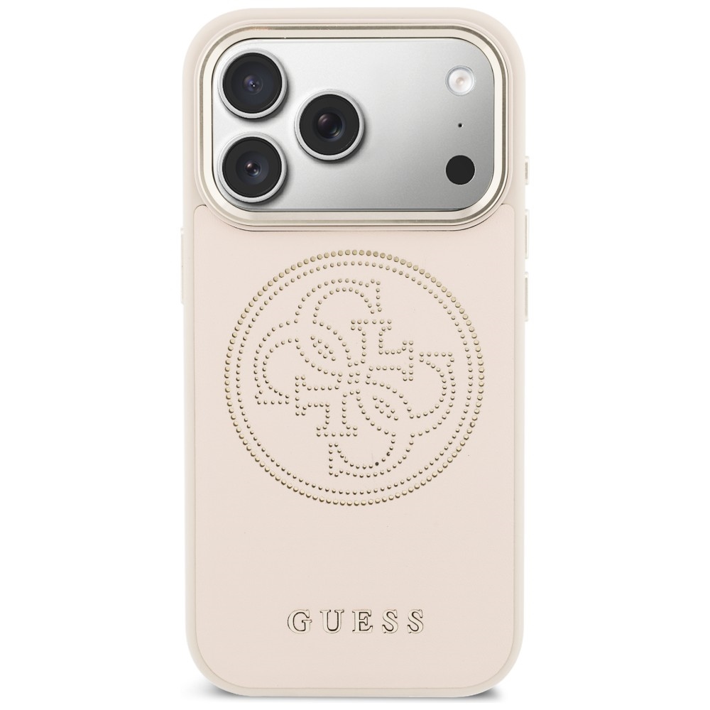 Guess Perforuotas 4G MagSafe Dėklas, skirtas iPhone 17 Pro - rožinis