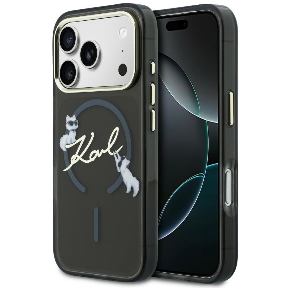 Karl Lagerfeld IML Choupettes Karl Script logotipas MagSafe Dėklas, skirtas iPhone 17 Pro Max - juodas