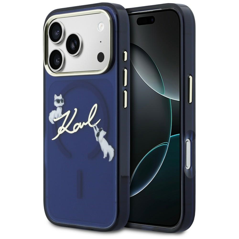 Karl Lagerfeld IML Choupettes Karl Script logotipas MagSafe Dėklas, skirtas iPhone 17 Pro Max - mėlynas