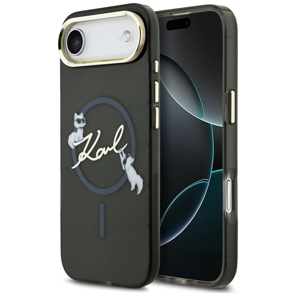 Karl Lagerfeld IML Choupettes Karl Script logotipas MagSafe iPhone Air Case – juodas