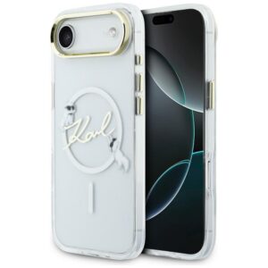 Karl Lagerfeld IML Choupettes Karl Script logotipas MagSafe iPhone Air Case – skaidrus