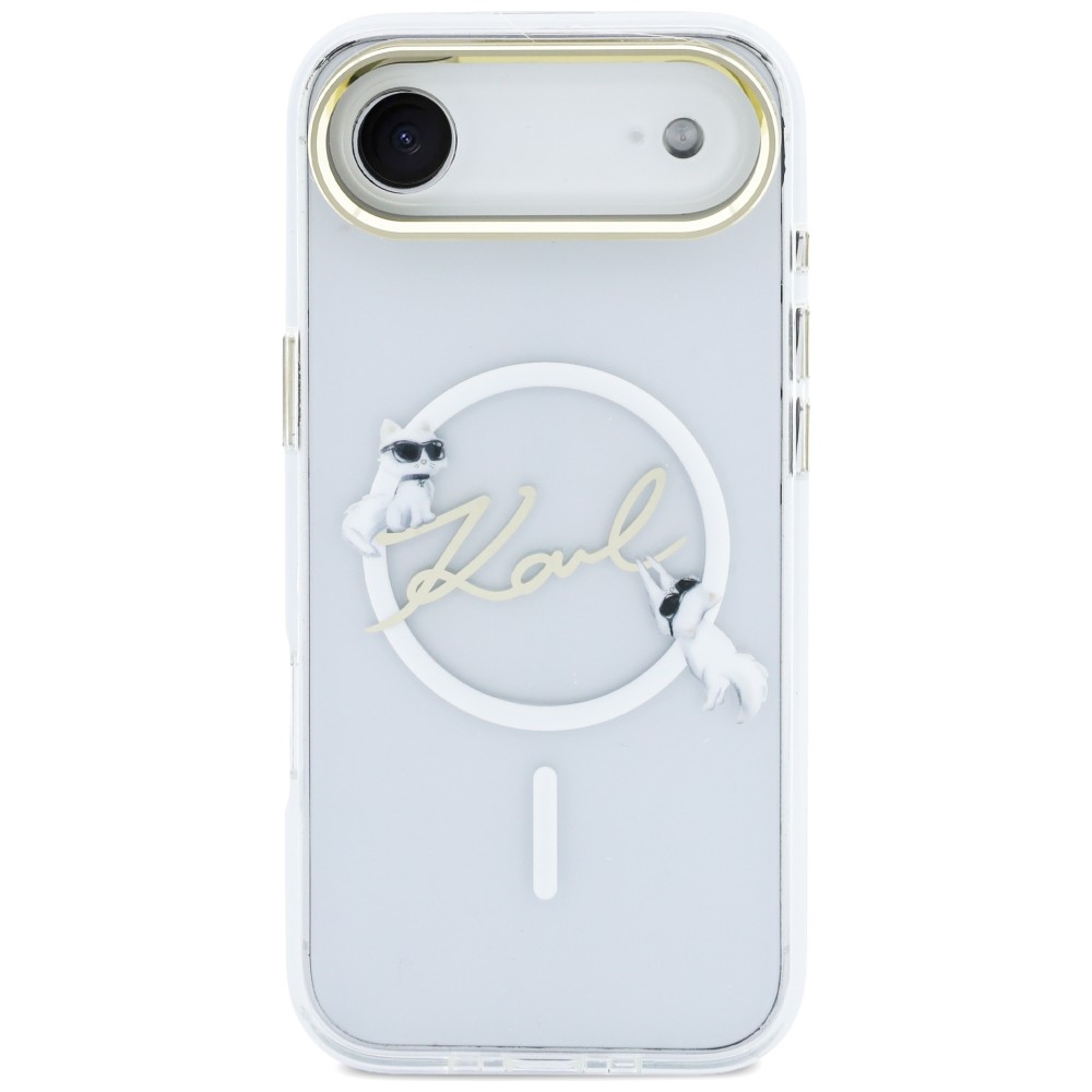 Karl Lagerfeld IML Choupettes Karl Script logotipas MagSafe iPhone Air Case – skaidrus