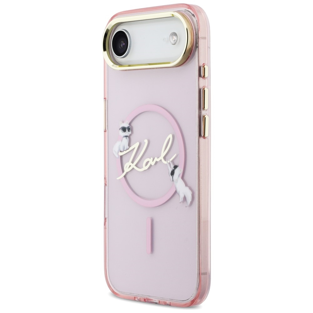 Karl Lagerfeld IML Choupettes Karl Script logotipas MagSafe iPhone Air Case – rožinė