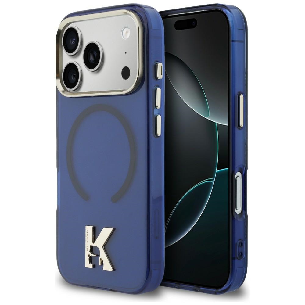 Karlo Lagerfeldo IML K galvos logotipas MagSafe Dėklas, skirtas iPhone 17 Pro – mėlynas