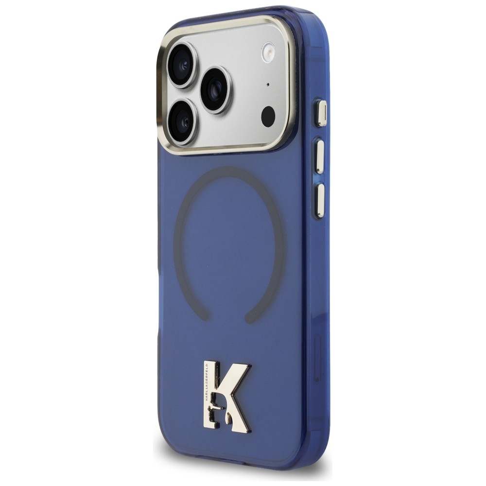 Karlo Lagerfeldo IML K galvos logotipas MagSafe Dėklas, skirtas iPhone 17 Pro – mėlynas