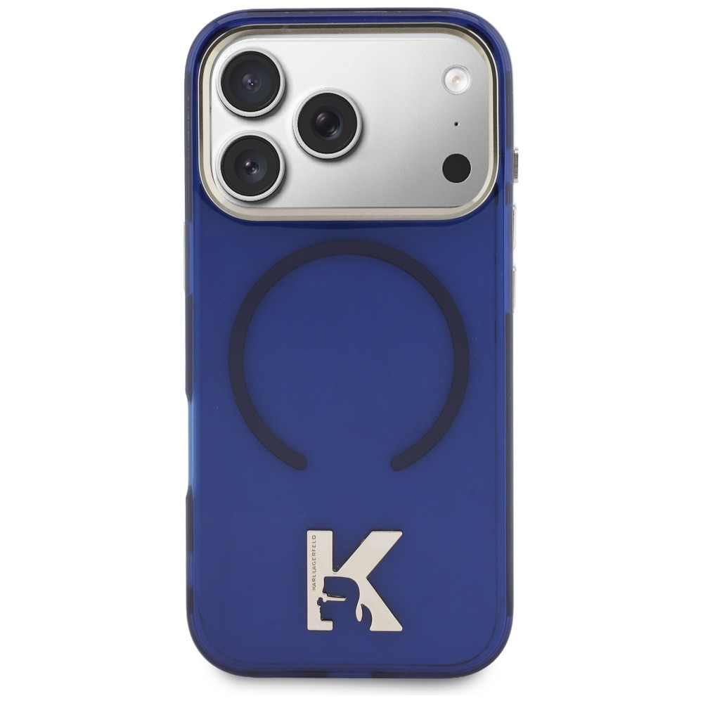 Karlo Lagerfeldo IML K galvos logotipas MagSafe Dėklas, skirtas iPhone 17 Pro – mėlynas